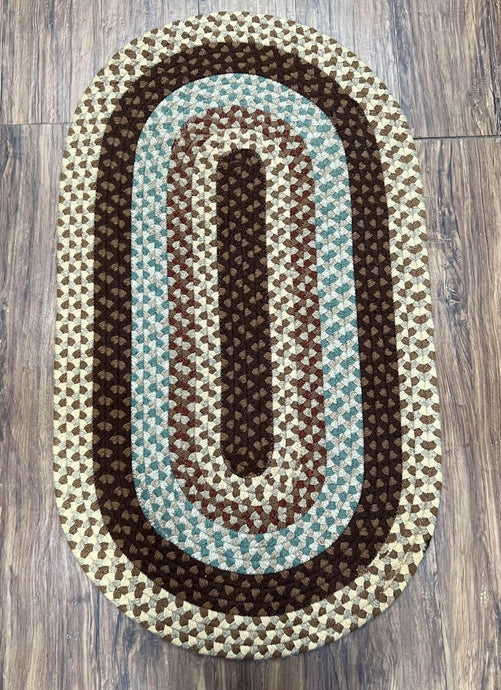 American Braided Rug 2x4 ft Oval Rug, Multicolor Oval Rug, Oval Braided Rug, Hand Woven, Vintage Braided Rug, Small Braided Rug - Jewel Rugs