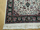 4' X 6' Vintage Hand Knotted In India Wool Silk Accent Rug Carpet Ivory Beige - Jewel Rugs