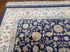 Blue Silk Carpet 4 x 6 ft, Super Fine Silk Rug Blue & Ivory, Bamboo Silk, Affordable Top Quality Silk Rug, Allover Floral Pattern - Jewel Rugs