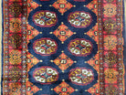 Vintage Turkoman Runner Rug, Hand-Knotted, Wool, Midnight Blue & Red, Oriental Runner, Turkmen Yamud Pakistan Rug 10ft Runner, 2'7" x 10' 3" - Jewel Rugs