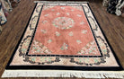 Chinese Rug 6x9 Art Deco Carpet 6 x 9 Wool Rug 6 by 9 Vintage Rug, Salmon Black Cream Soft Traditional Asian Oriental Rug Medallion Handmade - Jewel Rugs