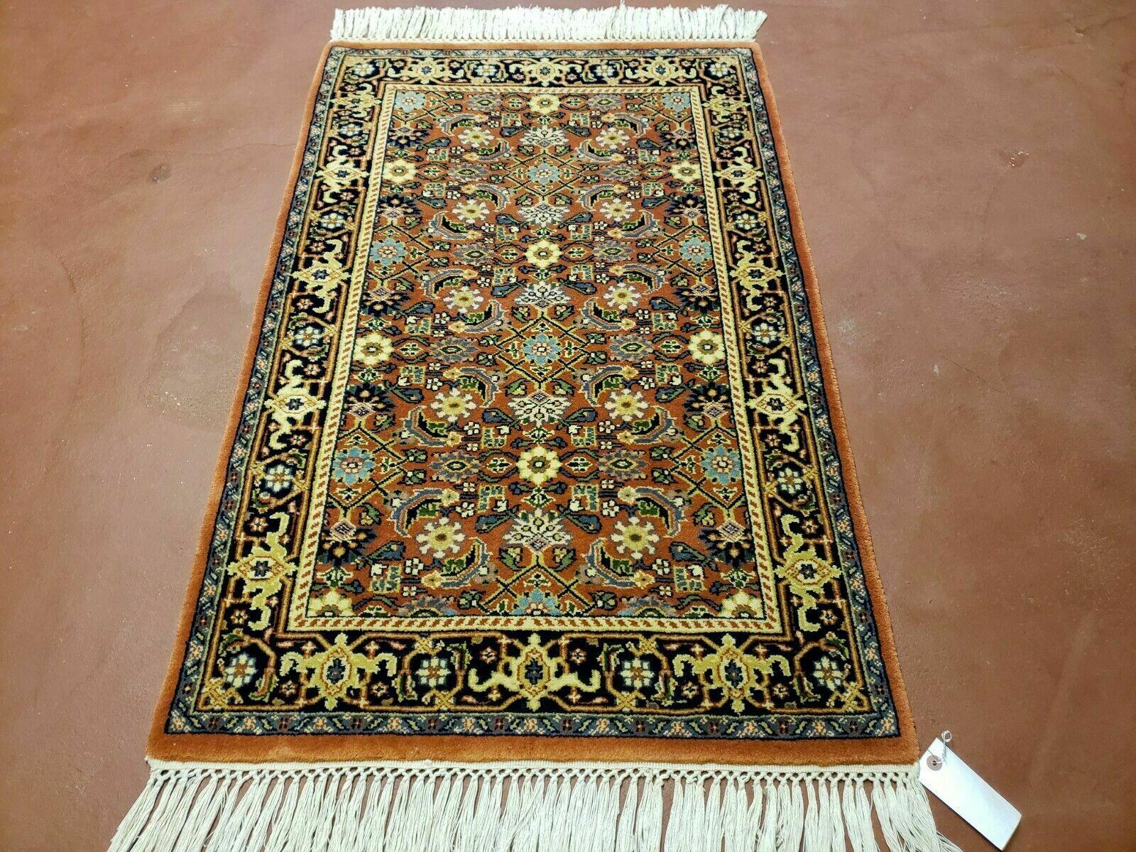 2' 7' X 4' Vintage Handmade India Amritsar Wool Floral Rug Vegetable Dyes Nice - Jewel Rugs