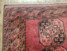 Antique Bukhara Area Rug, Vintage Afghan Bokhara Bashir Rug, 4x6 Hand-Knotted Oriental Carpet, Red & Black Wool Rug, 4' x 5'9 - Jewel Rugs