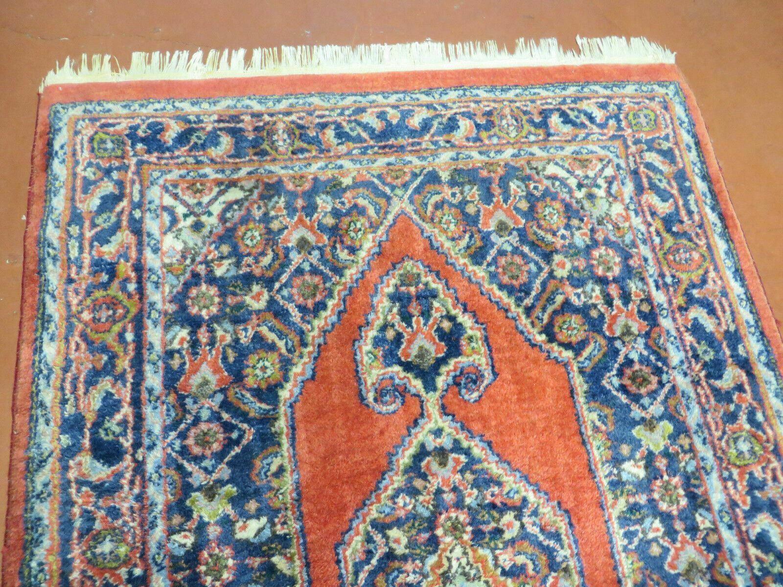 3' X 5' Vintage Handmade Indian Wool Rug Red Medallion Vegetable Dyes Nice - Jewel Rugs