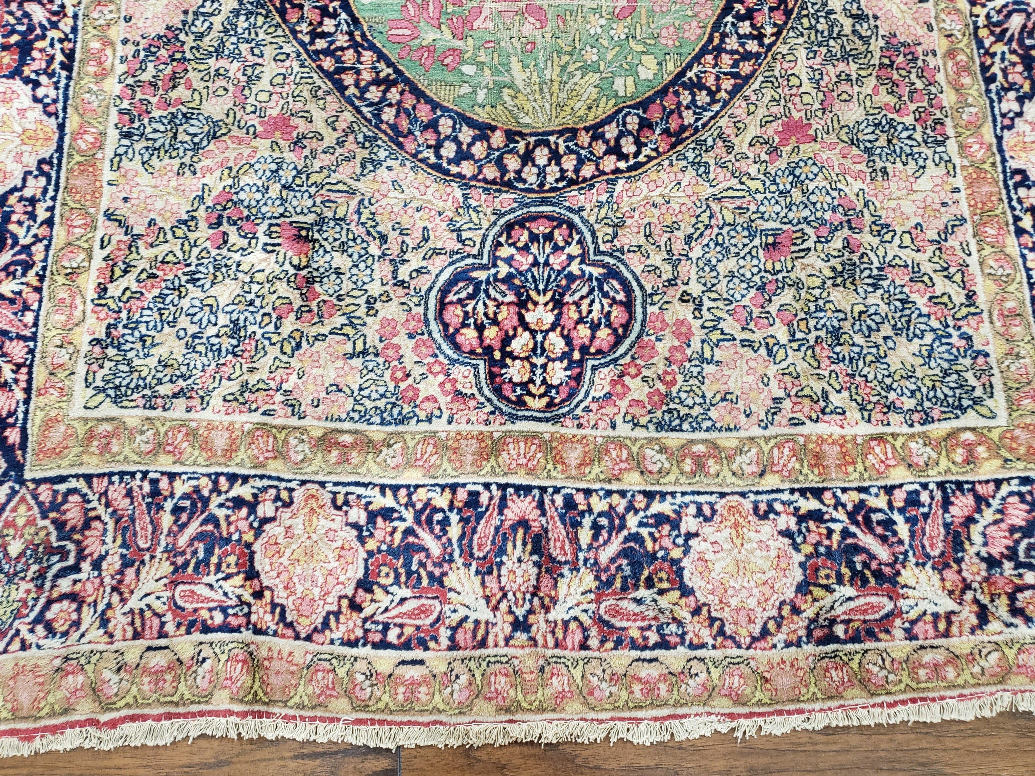 Antique Persian Kirman Rug 4.4 x 7.5, Highly Collectible, Late 19th Early 20th Century Rug, Millefleurs, Cows, Wool Hand Knotted, Pictorial - Jewel Rugs