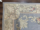 Aubusson Needlepoint Rug 8' 6" x 11' 6", Elegant French Aubusson Design Carpet, Vintage Savonnerie Flatpile Wool Floral Rug Light Blue Beige - Jewel Rugs