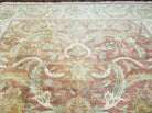 8' X 10' Handmade India Floral Wool Rug Carpet Tea Washed Nice Muted Red Beige - Jewel Rugs