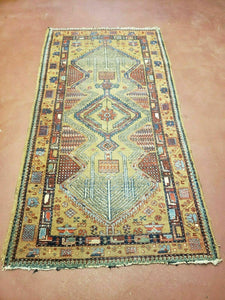 3' X 6' Antique Handmade Turkish Wool Rug Runner Carpet Camel Hair Color Sarab Colorful Geometric Rug - Jewel Rugs