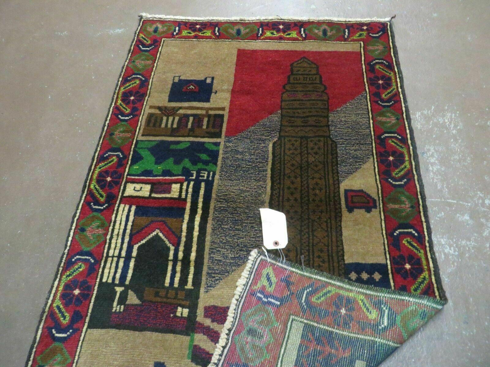 3' X 4' New Vintage Handmade Afghan Balouch Tribal Wool Pictorial Rug # 281 - Jewel Rugs