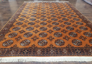 Vintage Karastan Rug 8' 8" x 12' Original 700 Series, Bokhara Pattern #716, Burnt Orange Turkmen Bukhara Rug, Discontinued Karastan Area Rug - Jewel Rugs