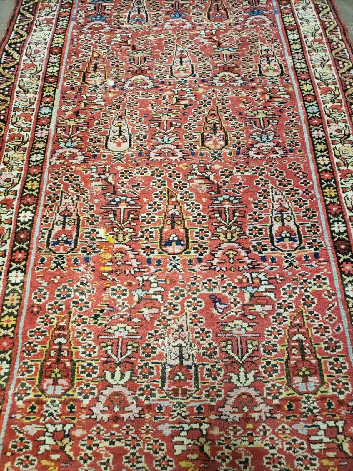 3' 4" X 15' Antique Oriental Karabagh Floral Handmade Wool Runner Rug Red Nice - Jewel Rugs