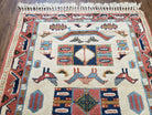 3x5 Handmade Vintage Turkish Area Rug Wool Kazak Caucasian Carpet 3'4"x4'7" Bird - Jewel Rugs