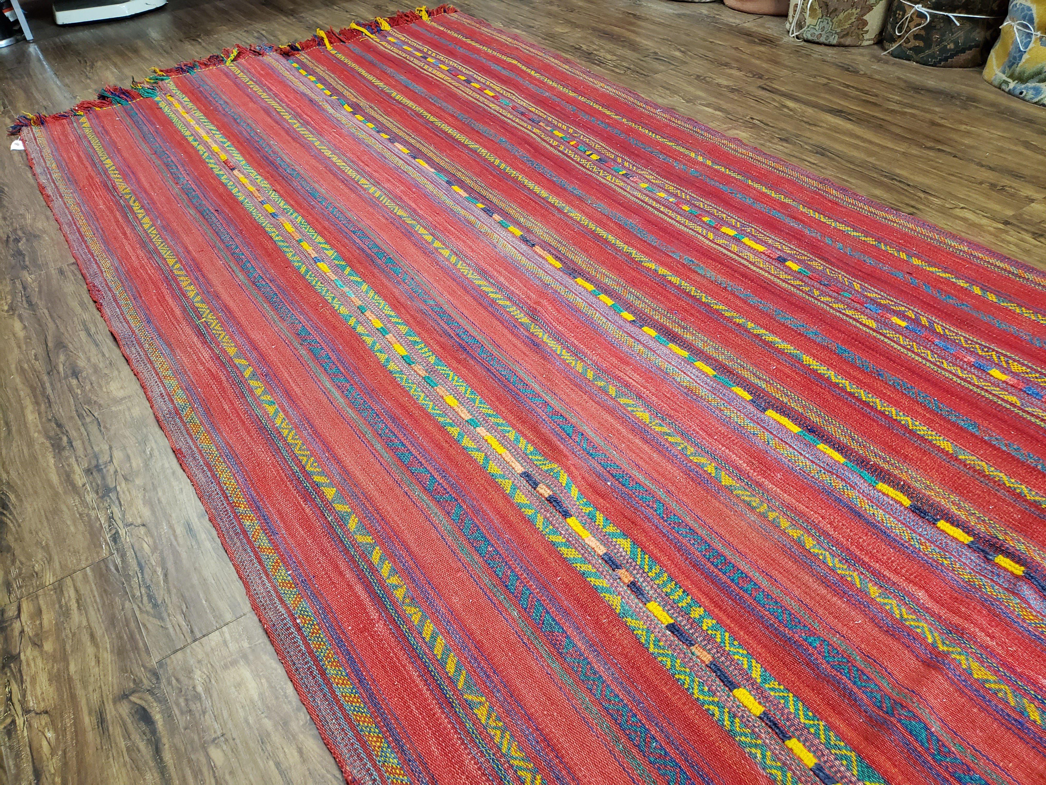 Vintage Turkish Jajim Kilim Flat Weave Rug with Colorful Stripes, Anatolian Kilim Rug, Jijim Cicim Carpet, 5x11 Boho Rug Multicolor, Unique - Jewel Rugs