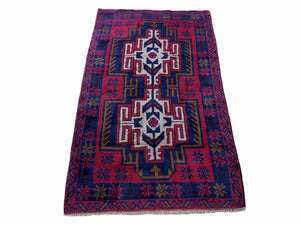 3' X 4' 9" Vintage Handmade Tribal Wool Rug Balouchi Rug Afghan Rug Red Beige - Jewel Rugs