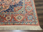 Karastan Medallion Serapi Rug #736, Vintage Wool Karastan Carpet 8.8 x 12, Discontinued Original 700 Series Karastan Area Rug, Red Blue - Jewel Rugs