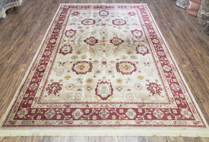 Karastan Rug Antique Legends Oushak Carpet, 5'9" x 9", Design Number 2200-203, Beige & Maroon Karastan, 6x9 Karastan Rug - Jewel Rugs