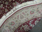 6' Handmade Fine Chinese Floral Oriental Wool & Silk Rug Carpet Round Wine Red - Jewel Rugs