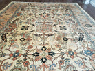 9' X 12' Hand Knotted Indian Agra Wool Rug Vegetable Dyes Handmade Beige Ivory - Jewel Rugs