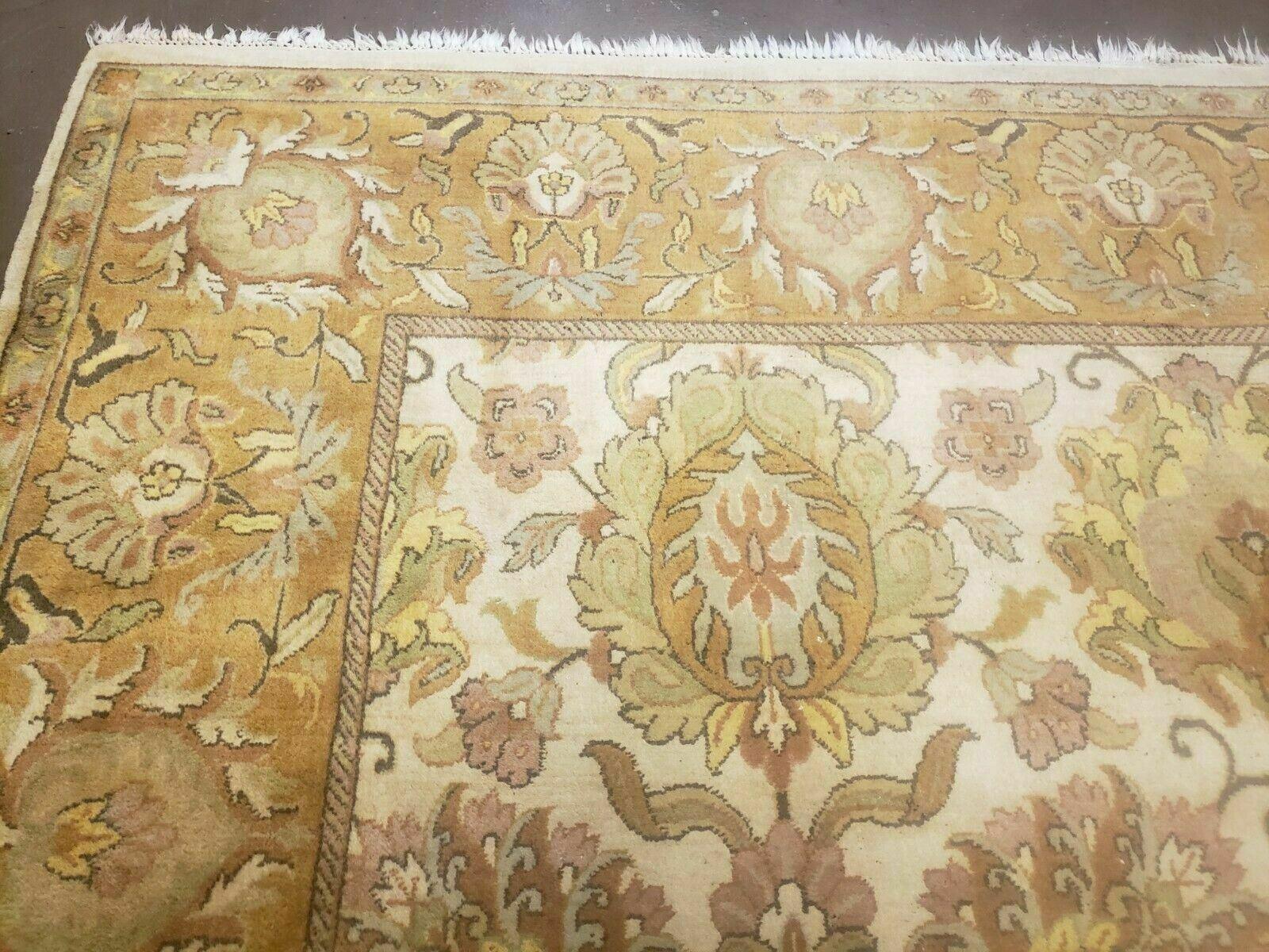 8' X 10' Handmade India Oushak Floral Wool Rug Flowers Beige Wow - Jewel Rugs