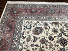 Indo Persian Rug 9x12, Persian Design Carpet, Room Sized Traditional Oriental Rug 9 x 12, Allover Floral Pattern, Cream and Red, Handmade - Jewel Rugs