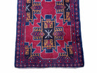 2' 8" X 4' 6" Vintage Handmade Tribal Wool Rug Balouchi Rug Afghan Rug Red Blue - Jewel Rugs