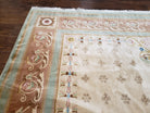 Large Vintage Chinese Aubusson Savonnerie Room Sized Rug 10x14, Wool Handmade Hand-Knotted 120 Line Living Room Dining Room Rug, Beige - Jewel Rugs