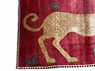 3.5 X 6 Handmade New Vintage Quality Wool Rug Leopard Red Tribal Hand-Knotted - Jewel Rugs