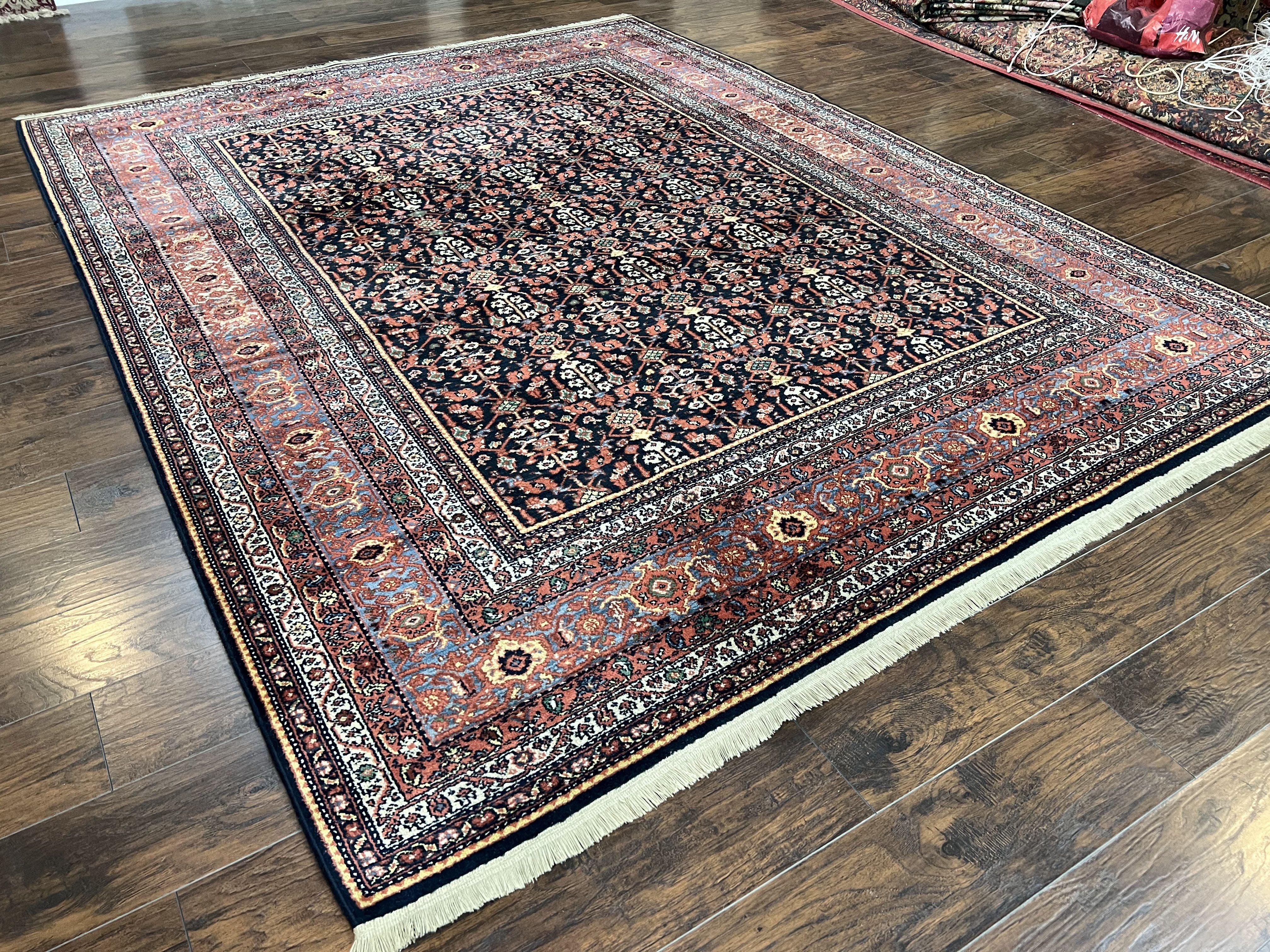 Karastan Rug 8x10 Williamsburg Collection Carters Grove #554, Midnight Blue & Red Vintage Karastan Carpet, Room Sized Wool Area Rug, Allover - Jewel Rugs