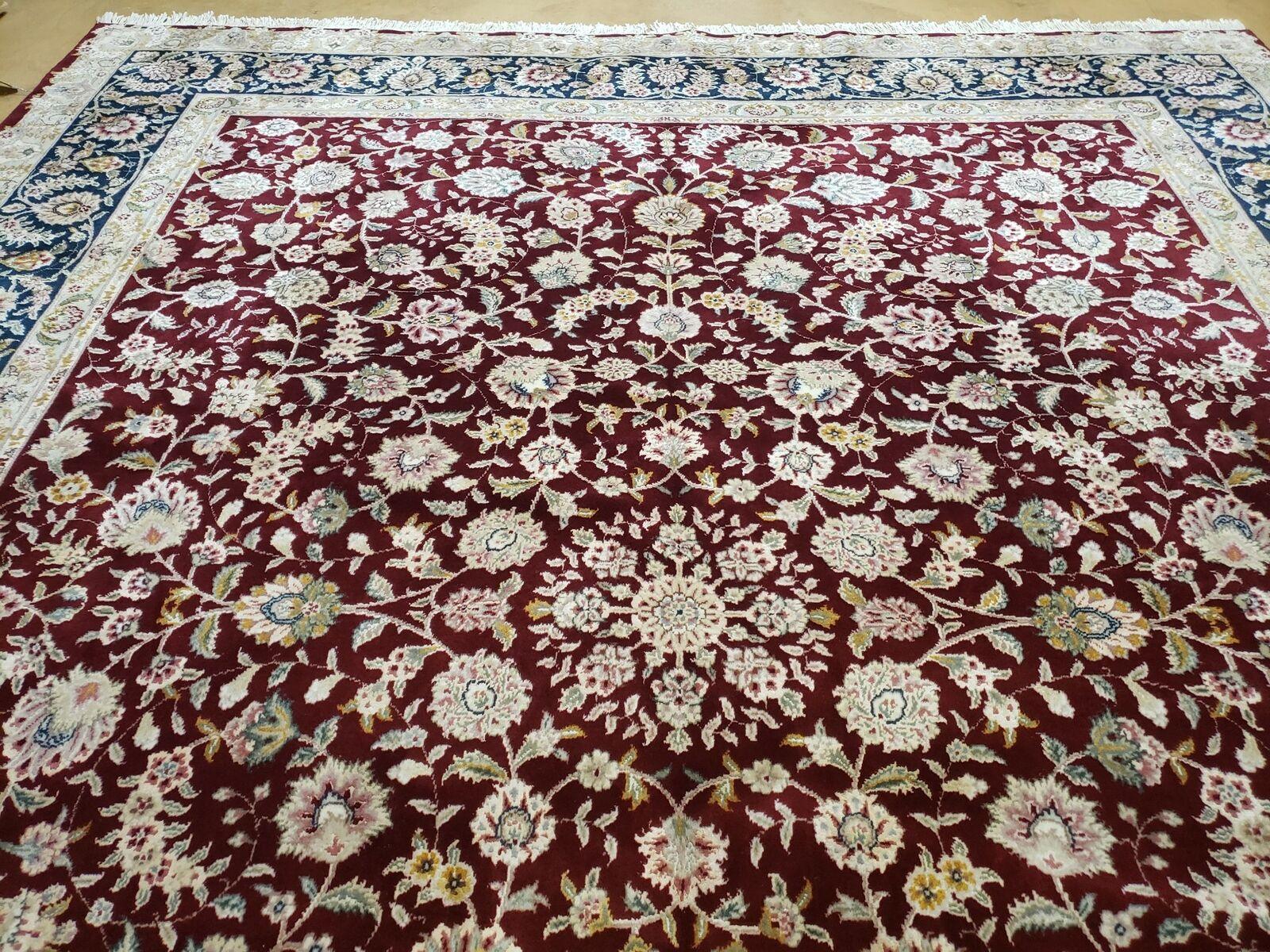 8' X 10' Vintage Handmade Oriental Floral Wool & Silk Rug Afshan Red Blue Nice - Jewel Rugs