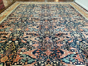12' X 15' Vintage Finely Woven Handmade Indian Allover Design Wool Rug Palace size Nice - Jewel Rugs