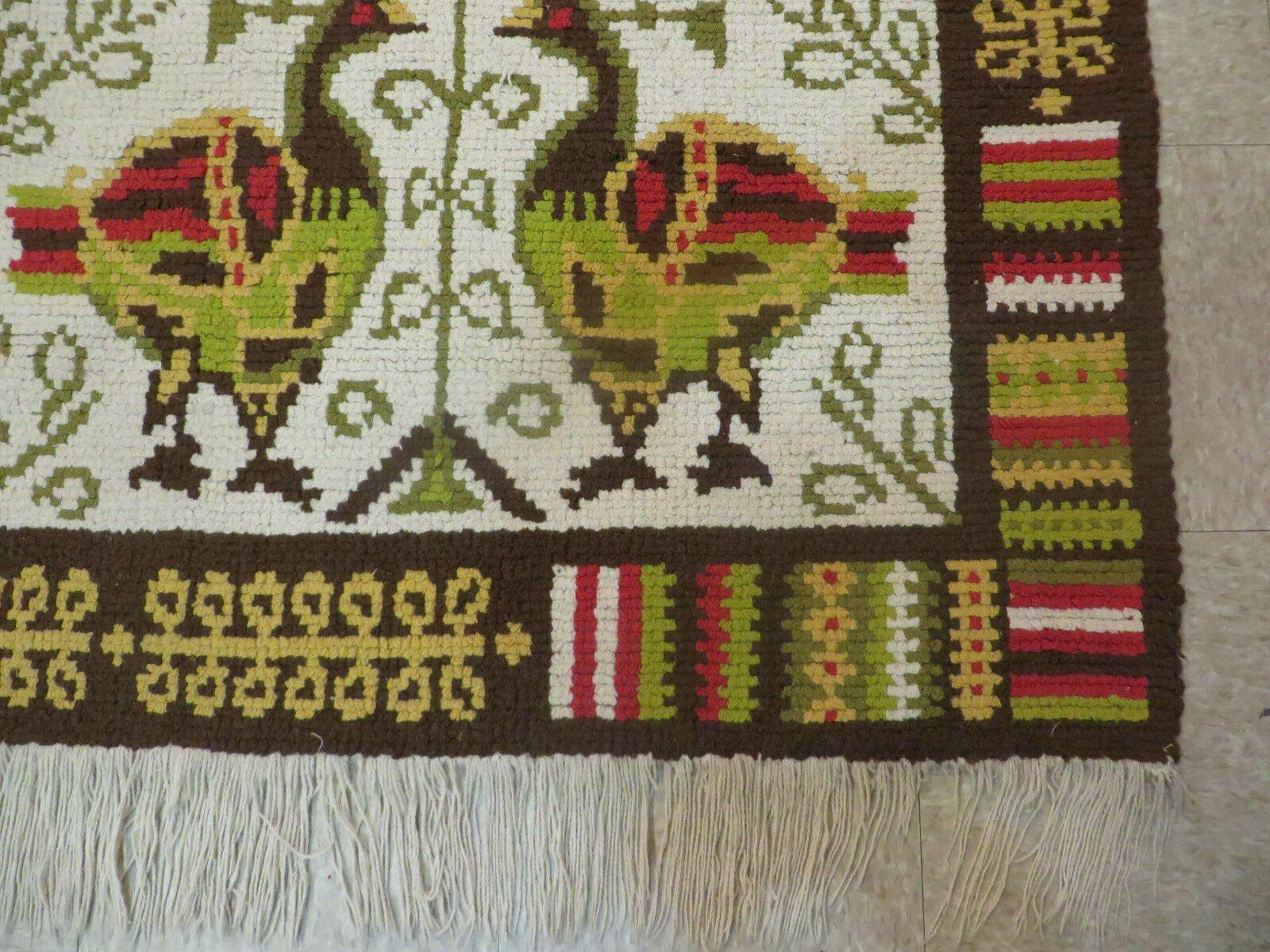 9' X 11' Animal Pictorial Handmade Spanish Wool Rug Vintage Scandinavian Design - Jewel Rugs