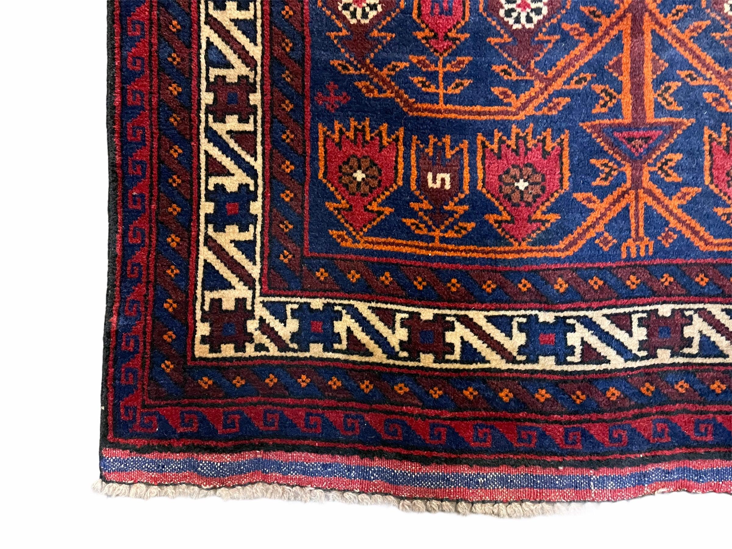 3x5 New Vintage Handmade Afghan Wool Rug Balouch Rug Tree Of Life Red Blue Beige - Jewel Rugs