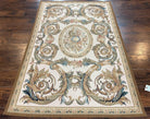 Aubusson Rug 4x6, French European Design, Flatweave Aubusson Carpet 4 x 6 ft, Wool Savonnerie Elegant Rug, Ivory Cream Tan Floral, Handmade - Jewel Rugs