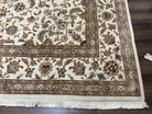 Pak Persian Rug 10x14, Allover Floral Pattern, Fine Oriental Carpet 10 x 14, Elegant Traditional Wool Rug, Ivory/Cream/Beige, Hand Knotted - Jewel Rugs