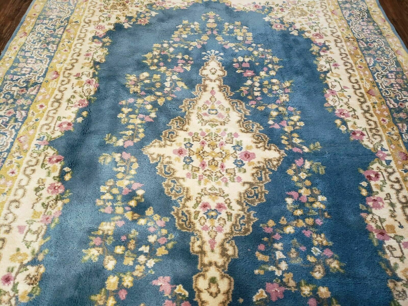 6' X 9' Handmade India Open Field Kirman Wool Rug Carpet Medallion Nice - Jewel Rugs