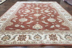 Karastan Rug 8' 6" x 11' 6", Sierra Mar 35505, Sedona Henna, Red and Cream, Traditional Indo Mahal Rug, Large Floral Design, Large Carpet - Jewel Rugs