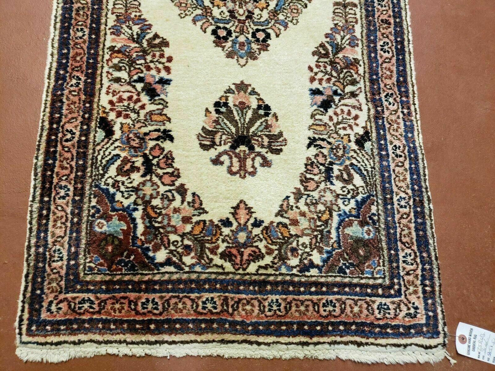 2' 7" X 4' Vintage Handmade Indian Medallion Wool Floral Beige Rug - Jewel Rugs