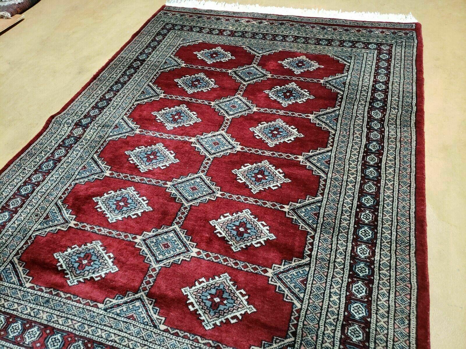 4' X 6' Vintage Handmade Bokhara Turkoman Pakistan Wool Rug Carpet Red Nice - Jewel Rugs