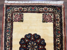 Persian Bidjar Rug 3x5, Open Field Medallion, Hand Knotted, Ivory/Cream Red Blue, Wool Oriental Bijar Carpet, 3 x 5 Vintage Area Rug, Floral Roses, Fine - Jewel Rugs