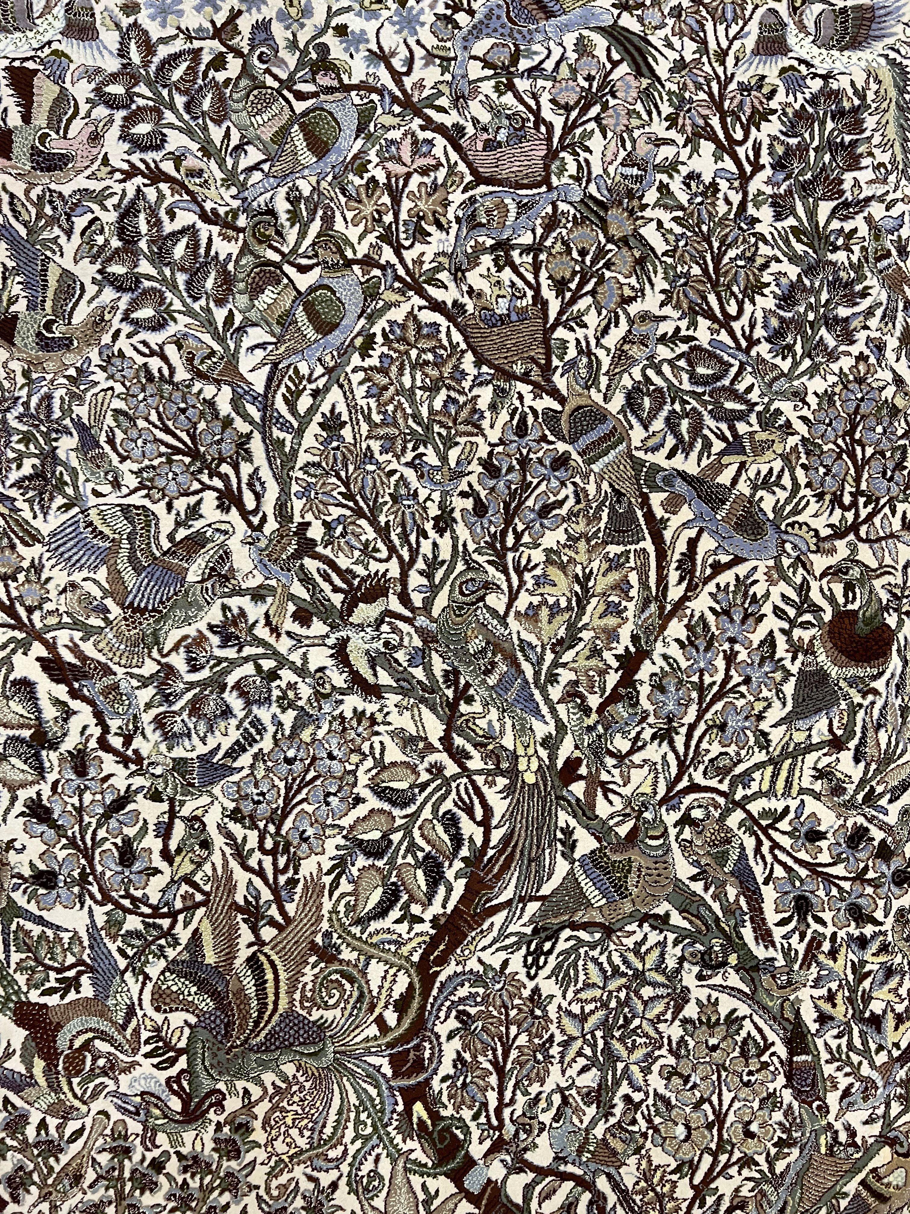 Persian Isfahan Rug 5x8 - Tree of Life, Animal Pictorials, Kork Wool & Silk - Jewel Rugs