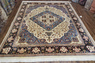 Chinese Oriental Rug 8x10, Room Sized Handmade Wool Area Rug, Cream and Blue Carpet for Living Room, Dining Room, Bedroom, Traditional Rug - Jewel Rugs