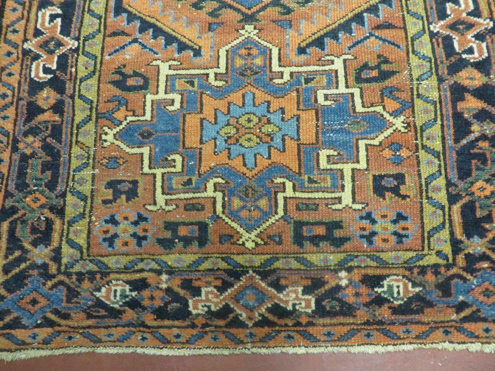 3' X 5' Antique Handmade Indo Caucasian Design Geometric Wool Rug Nice - Jewel Rugs