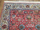 Semi Antique Persian Kashan Rug, Red & Beige, Hand-Knotted, Wool, 4'7" x 6' 6", Pair B - Jewel Rugs