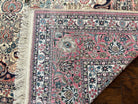 Indian Silk Kashmiri Rug 9x12, Room Sized All Silk Carpet, Center Medallion, Highly Detailed, Top Quality, Very Fine, Vintage, Cream Pink - Jewel Rugs