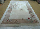 6' X 9' Vintage Hand Made CHINESE Art Deco 90 LINES Wool Rug Flowers Bird Nice - Jewel Rugs