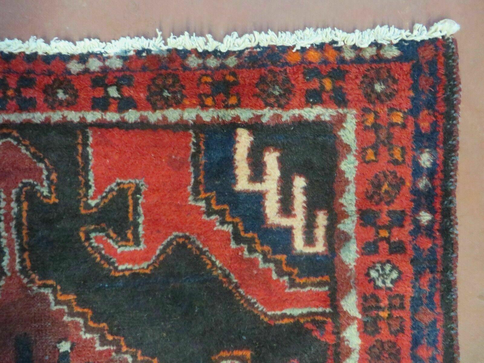 4' X 8' Antique Handmade India Geometric Oriental Tribal Wool Rug Red # 603 - Jewel Rugs