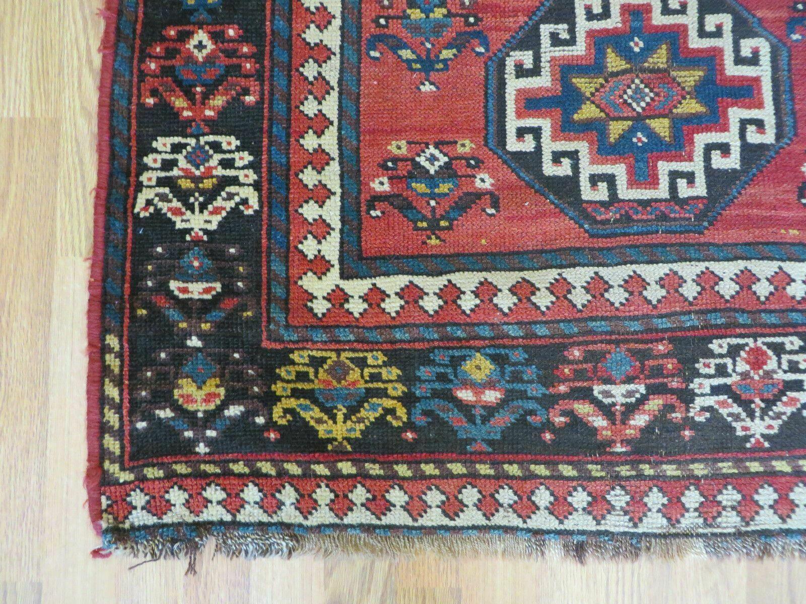 3' 3" X 10' Hand-Knotted Antique Handmade Caucasian Kazak Wool Runner Rug - Jewel Rugs