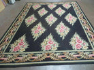 7' X 9' Handmade French Country Garden Needlepoint Rug Flat Weave Flowers # 825 - Jewel Rugs