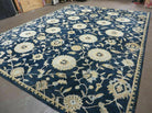 9' X 12' Safavieh Abstract Modern Hand Tufted Wool Rug Floral Flower Nice Navy - Jewel Rugs