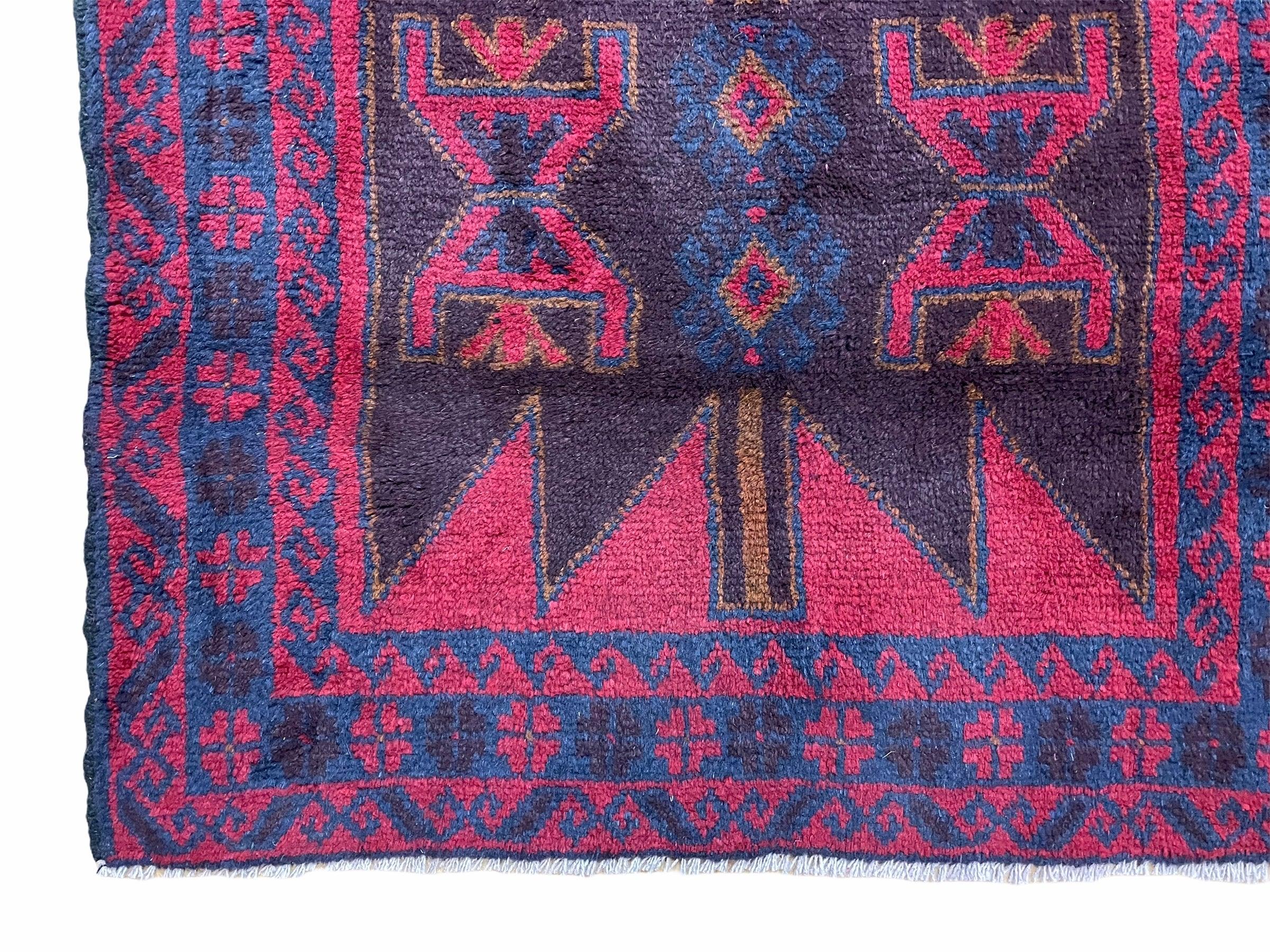 3 X 5 Vintage Handmade Tribal Wool Rug Balouchi Rug Afghan Rug Red Beige Nice - Jewel Rugs